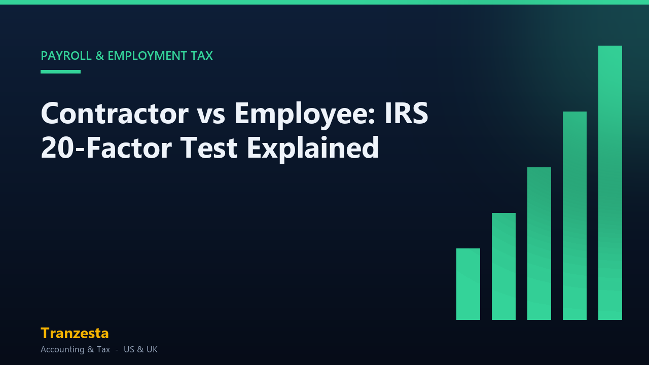 Contractor vs Employee: IRS 20-Factor Test Explained